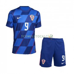 Maglia Croazia Andrej Kramaric 9 Divisa Away Euro 2024 Manica Corta ,Bambino