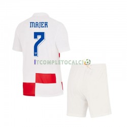 Maglia Croazia Lovro Majer 7 Divisa Home Euro 2024 Manica Corta ,Bambino