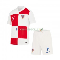Maglia Croazia Lovro Majer 7 Divisa Home Euro 2024 Manica Corta ,Bambino