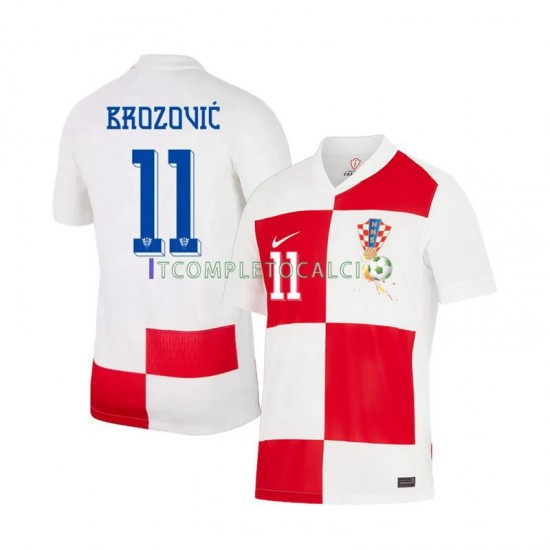 Maglia Croazia Marcelo Brozovic 11 Divisa Home Euro 2024 Manica Corta ,Uomo