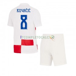Maglia Croazia Mateo Kovacic 8 Divisa Home Euro 2024 Manica Corta ,Bambino
