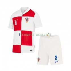 Maglia Croazia Mateo Kovacic 8 Divisa Home Euro 2024 Manica Corta ,Bambino