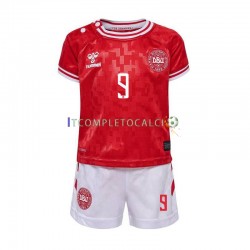 Maglia Danimarca Hojlund 9 Divisa Home Euro 2024 Manica Corta ,Bambino