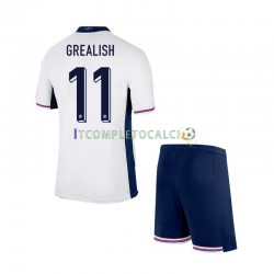 Maglia Inghilterra Jack Grealish Divisa Home Euro 2024 Manica Corta ,Bambino