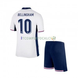 Maglia Inghilterra Jude Bellingham 10 Divisa Home Euro 2024 Manica Corta ,Bambino