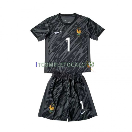 Maglia Francia Hugo Lloris 1 Portiere Divisa Away Euro 2024 Manica Corta ,Bambino