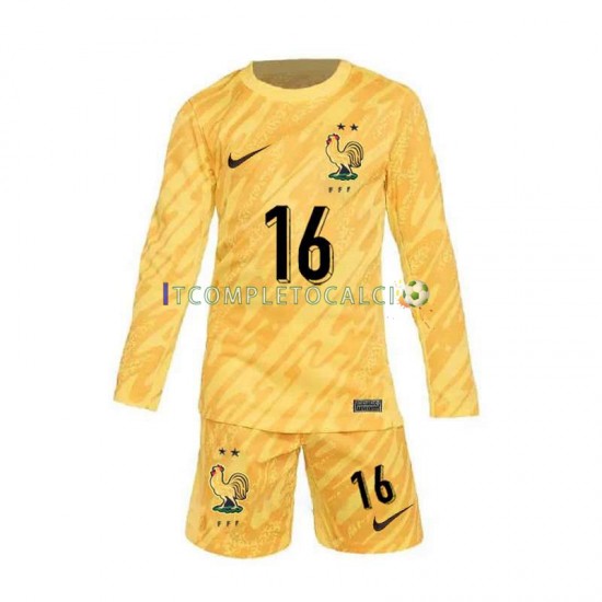 Maglia Francia Mike Maignan 16 Portiere Divisa Home Euro 2024 Manica Lunga ,Bambino