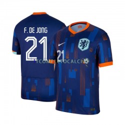 Maglia Paesi Bassi Frenkie de Jong 21 Divisa Away Euro 2024 Manica Corta ,Uomo