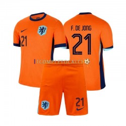 Maglia Paesi Bassi Frenkie de Jong 21 Divisa Home Euro 2024 Manica Corta ,Bambino