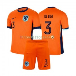 Maglia Paesi Bassi Matthijs de Ligt 3 Divisa Home Euro 2024 Manica Corta ,Bambino