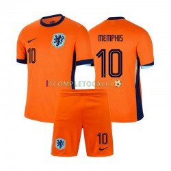 Maglia Paesi Bassi Memphis Depay 10 Divisa Home Euro 2024 Manica Corta ,Bambino
