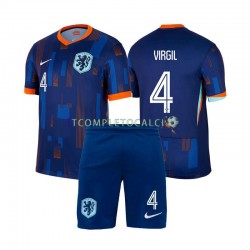 Maglia Paesi Bassi Virgil van Dijk 4 Divisa Away Euro 2024 Manica Corta ,Bambino