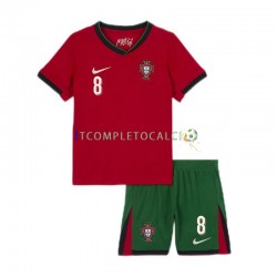 Maglia Portogallo Bruno Fernandes 8 Divisa Home Euro 2024 Manica Corta ,Bambino