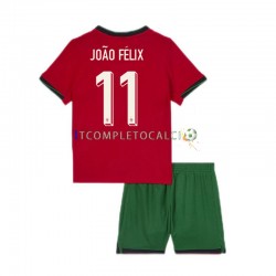 Maglia Portogallo Joao Felix 11 Divisa Home Euro 2024 Manica Corta ,Bambino