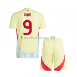 Maglia Spagna Gavi 9 Divisa Away Euro 2024 Manica Corta ,Bambino