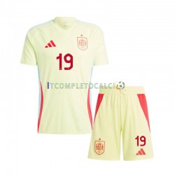 Maglia Spagna Lamine Yamal 19 Divisa Away Euro 2024 Manica Corta ,Bambino