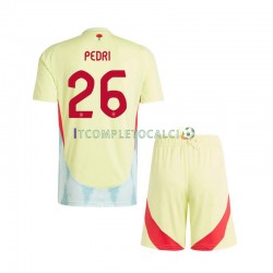 Maglia Spagna Pedri 26 Divisa Away Euro 2024 Manica Corta ,Bambino