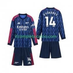 Maglia Arsenal Gyokeres 14 Divisa Away 2025-2026 Manica Lunga ,Bambino