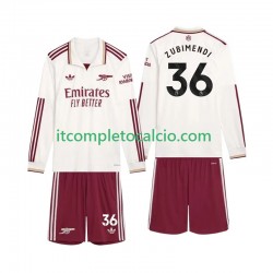 Maglia Arsenal Zubimendi 36 Terza Divisa 2025-2026 Manica Lunga ,Bambino
