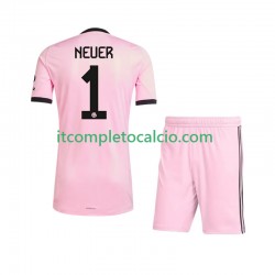 Maglia FC Bayern München Manuel Neuer 1 UCL Portiere Terza Divisa 2025-2026 Manica Corta ,Bambino
