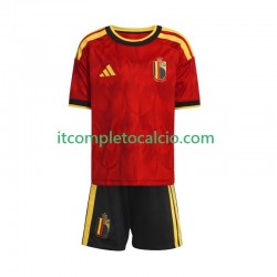 Maglia Belgio Divisa Home Mondiali 2026 Manica Corta ,Bambino
