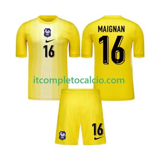 Maglia Francia Mike Maignan 16 Portiere Divisa Home 2025 Manica Corta ,Bambino
