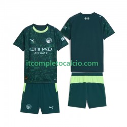 Maglia Manchester City Quarto Divisa 2025-2026 Manica Corta ,Bambino
