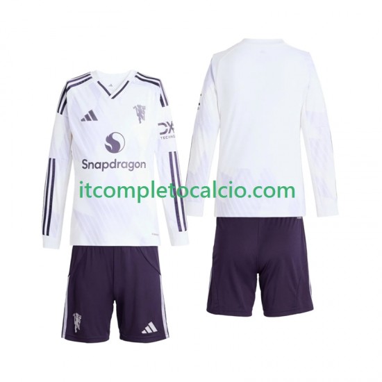 Maglia Manchester United Divisa Away 2025-2026 Manica Lunga ,Bambino