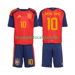 Maglia Spagna Lamine Yamal 10 Divisa Home Mondiali 2026 Manica Corta ,Bambino