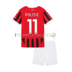 Maglia AC Milan Christian Pulisic 11 Divisa Home 2024-2025 Manica Corta ,Bambino