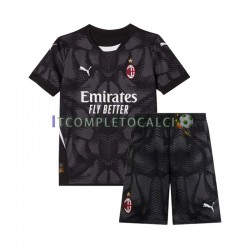 Maglia AC Milan Portiere Divisa Home 2024-2025 Nero Manica Corta ,Bambino