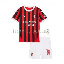 Maglia AC Milan Rafael Leao 10 Divisa Home 2024-2025 Manica Corta ,Bambino
