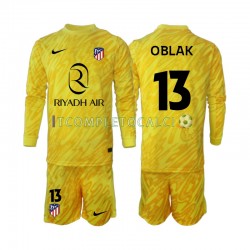 Maglia Atlético Madrid Jan Oblak 13 Portiere Terza Divisa 2024-2025 Manica Lunga ,Bambino