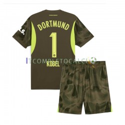 Maglia Borussia Dortmund Gregor Kobel 1 Portiere Divisa Away 2024-2025 Manica Corta ,Bambino