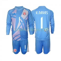 Maglia Costa Rica Keylor Navas 1 Portiere Divisa Home 2024 Blu Manica Lunga ,Bambino