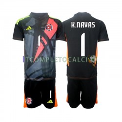 Maglia Costa Rica Keylor Navas 1 Portiere Terza Divisa 2024 Nero Manica Corta ,Bambino