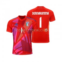 Maglia Italia Gianluigi Donnarumma 1 Portiere Terza Divisa Euro 2024 Rosso Manica Corta ,Uomo