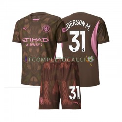 Maglia Manchester City Ederson Moraes 31 Portiere Divisa Home 2024-2025 Manica Corta ,Bambino