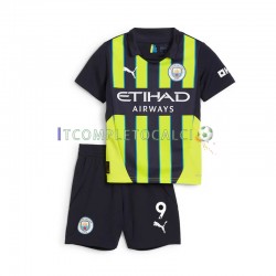 Maglia Manchester City Haaland 9 Divisa Away 2024-2025 Manica Corta ,Bambino