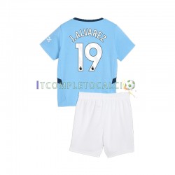 Maglia Manchester City Julian Alvarez 19 Divisa Home 2024-2025 Manica Corta ,Bambino