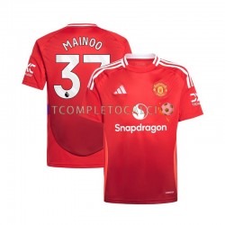 Maglia Manchester United Kobbie Mainoo 37 Divisa Home 2024-2025 Rosso Manica Corta ,Uomo
