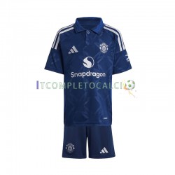 Maglia Manchester United Divisa Away 2024-2025 Rosso Manica Corta ,Bambino