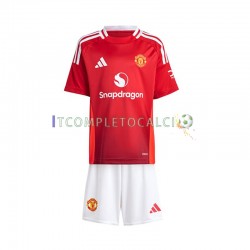 Maglia Manchester United Divisa Home 2024-2025 Rosso Manica Corta ,Bambino