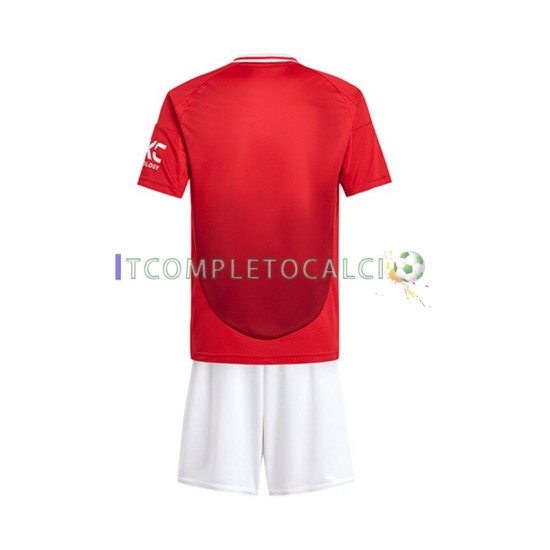 Maglia Manchester United Divisa Home 2024-2025 Rosso Manica Corta ,Bambino