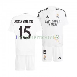 Maglia Real Madrid Arda Guler 15 Divisa Home 2024-2025 Manica Corta ,Bambino