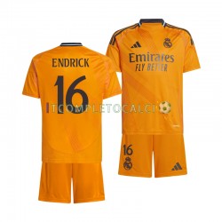 Maglia Real Madrid ENDRICK 16 Divisa Away 2024-2025 Manica Corta ,Bambino