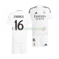 Maglia Real Madrid ENDRICK 16 Divisa Home 2024-2025 Manica Corta ,Bambino