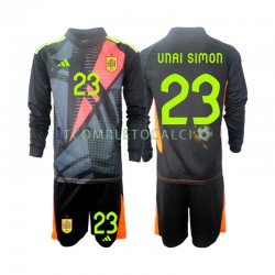 Maglia Spagna Unai Simon 23 Portiere Divisa Away Euro 2024 Manica Lunga ,Bambino
