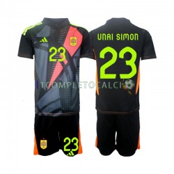 Maglia Spagna Unai Simon 23 Portiere Divisa Away Euro 2024 Manica Corta ,Bambino