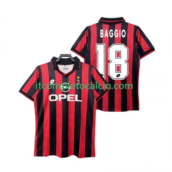 Maglia AC Milan BAGGIO 18 1995 1996 Retro Divisa Home Manica Corta ,Uomo